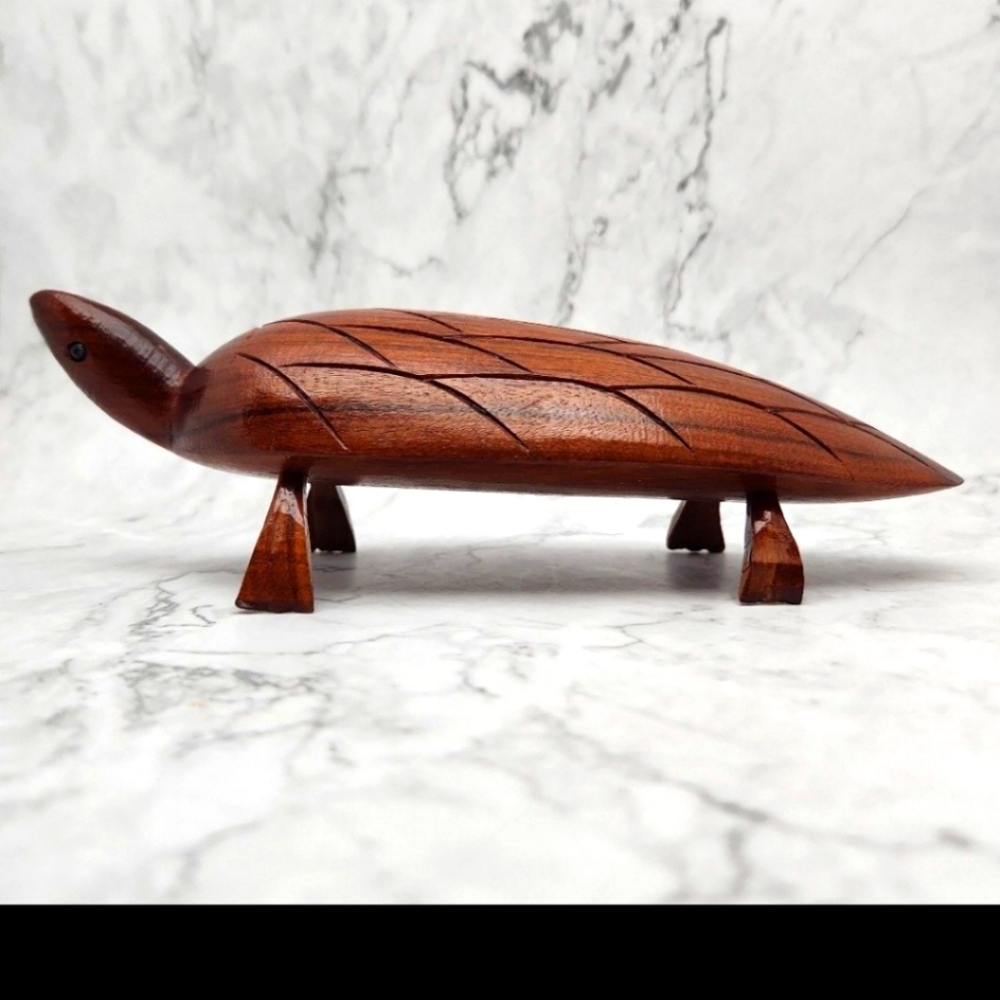 Hand Carved Wood Turtle, 8" Folk Art Decor - Picture 10 of 11